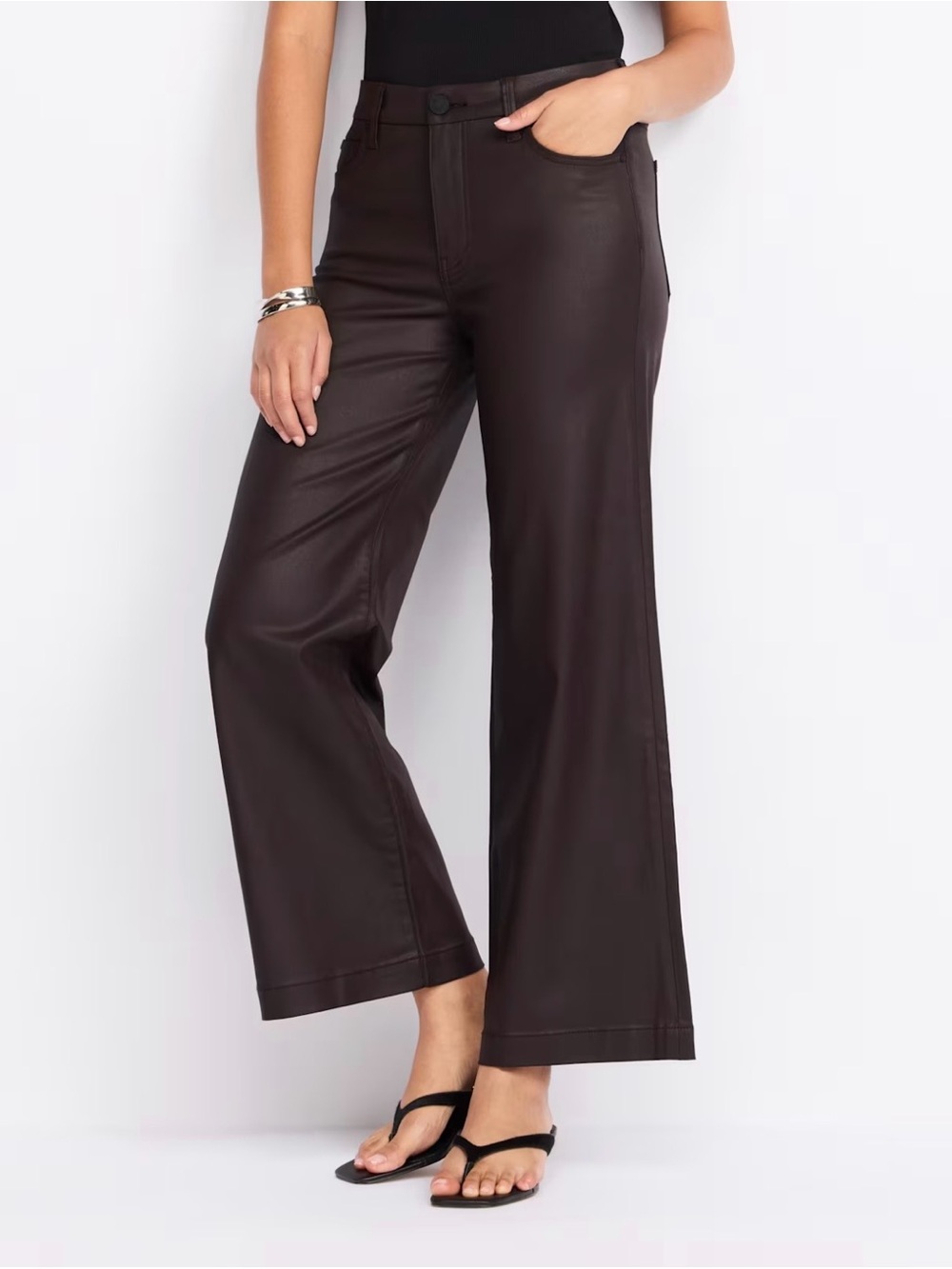 Kut from the  Kloth-Meg Fab Ab High Rise Coated Wide leg jeans. Sz 6. 27 inseam.